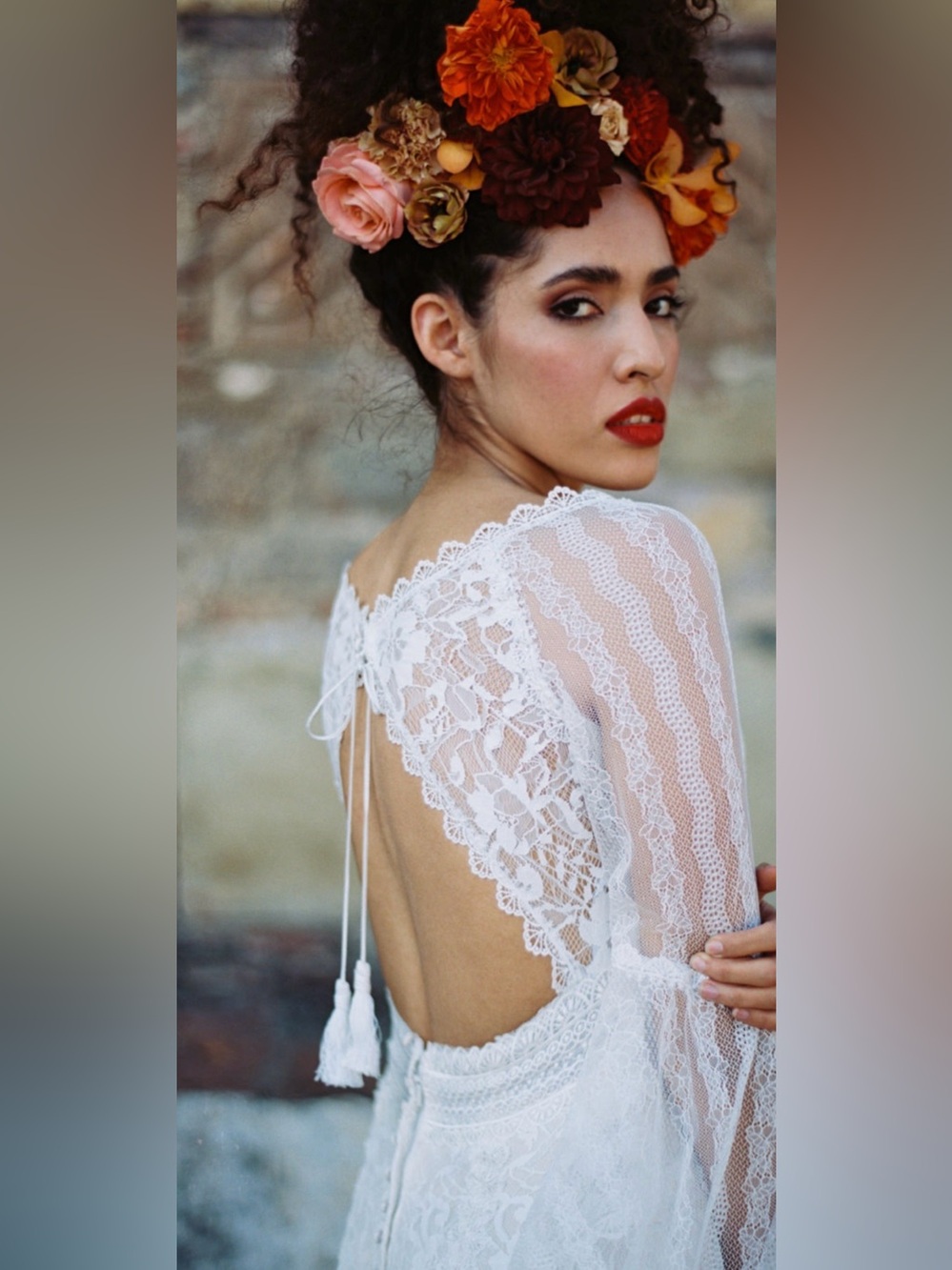 Wilderly Bride Lace Wedding Dress with Bell Sleeves 12 NWT
